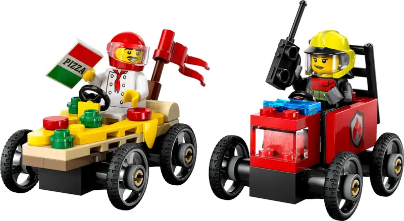 LEGO City 60458 Pizza vs. Fire Truck Race Car Pack set