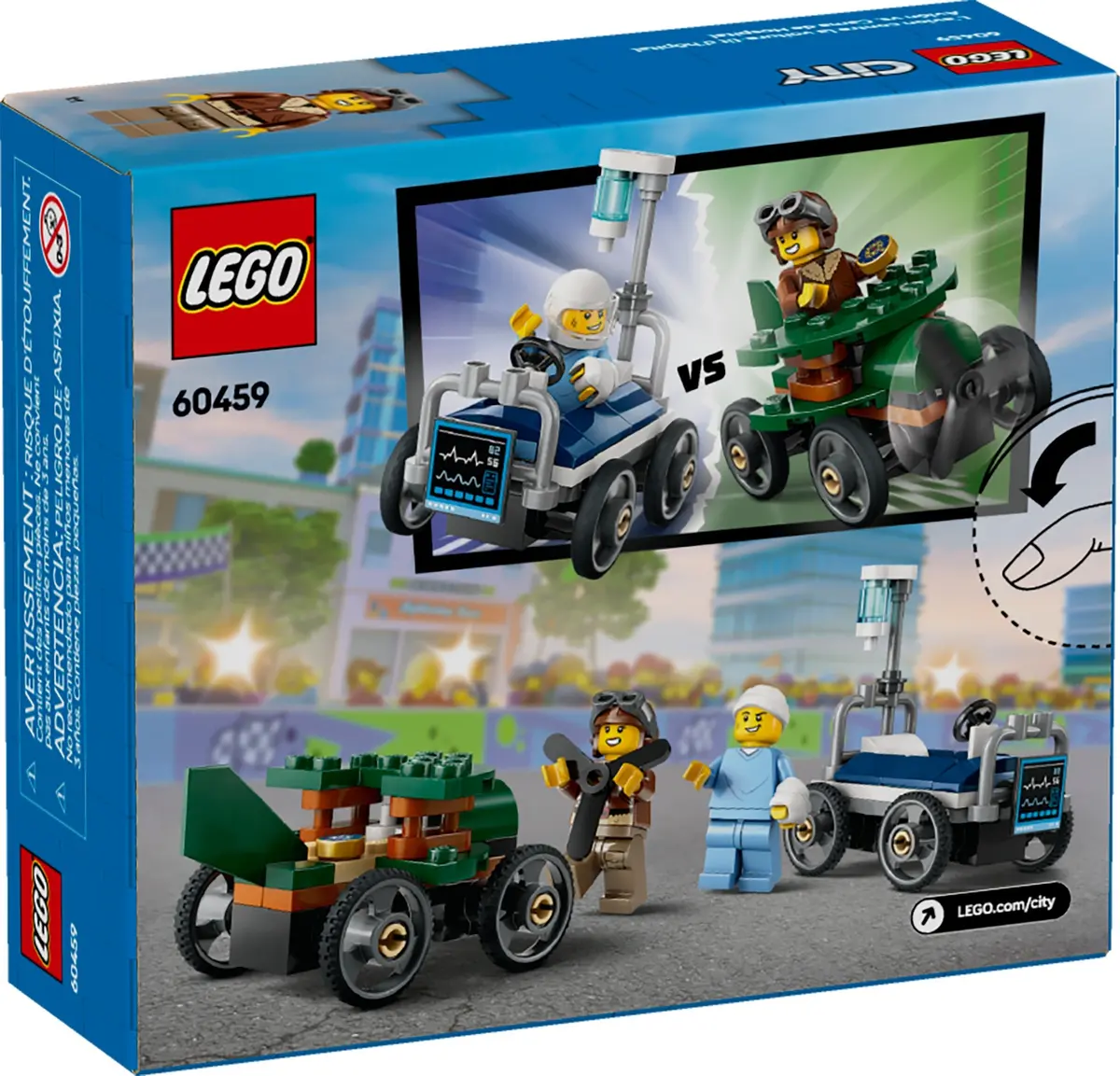 LEGO City 60459 Airplane vs. Hospital Bed Race Car Pack set, image 2
