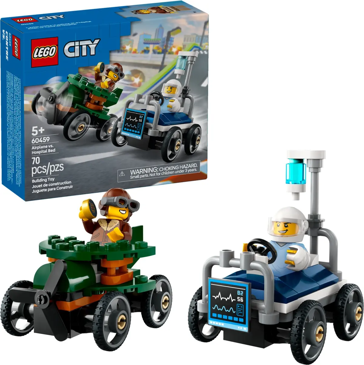LEGO City 60459 Airplane vs. Hospital Bed Race Car Pack set, image 3