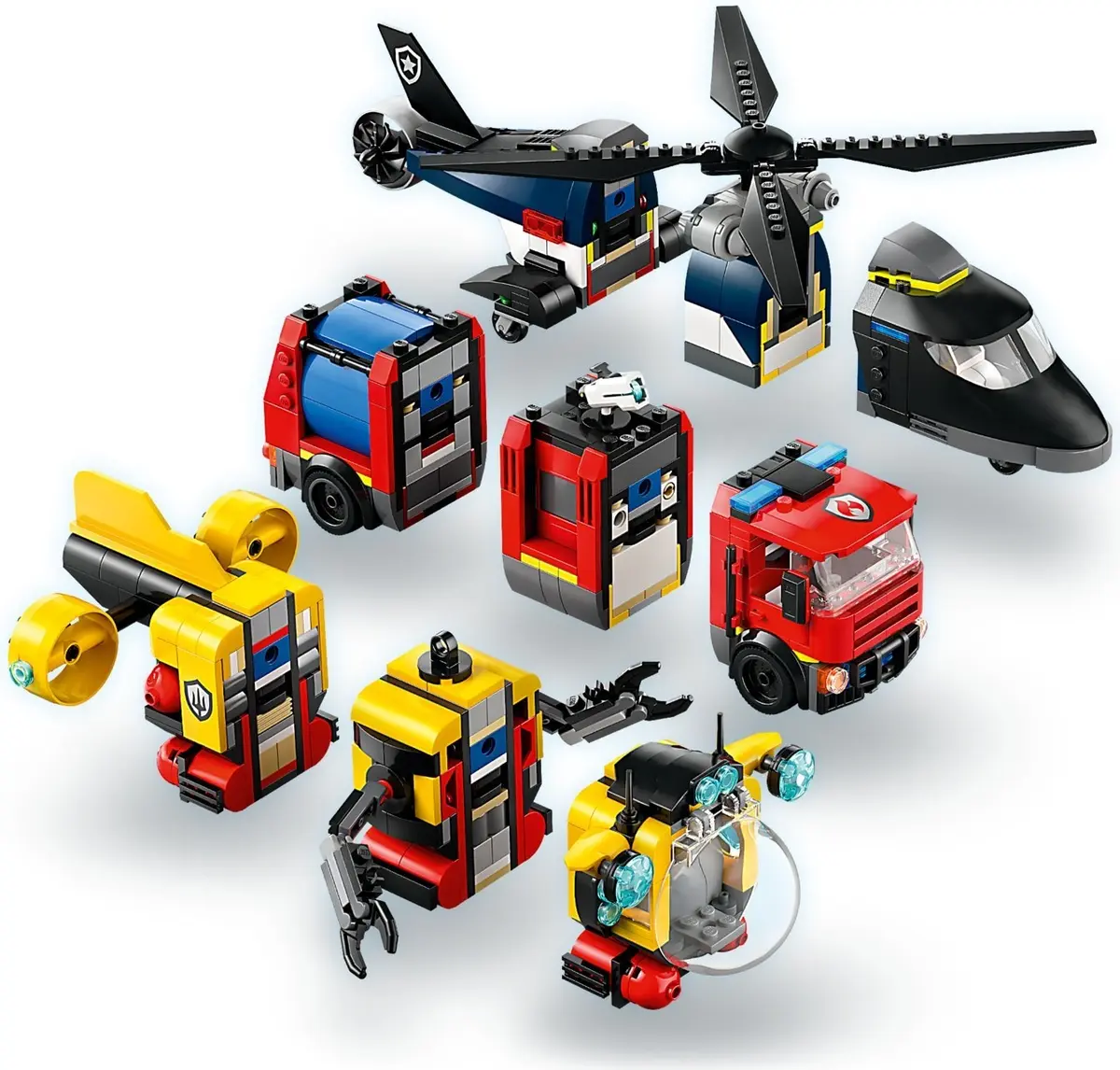 LEGO City 60462 Helicopter, Fire Truck & Submarine Remix set, image 8