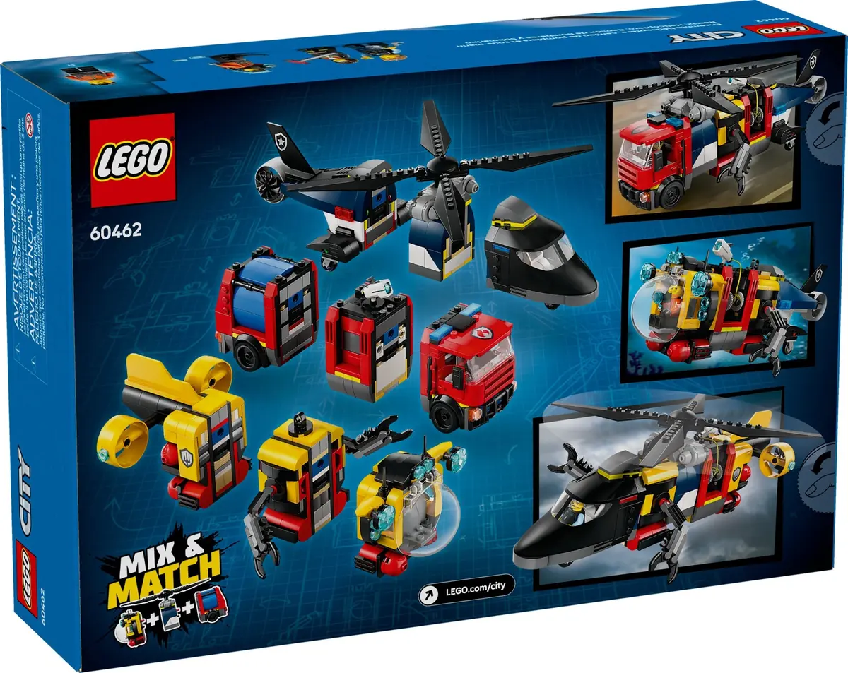 LEGO City 60462 Helicopter, Fire Truck & Submarine Remix set, image 2
