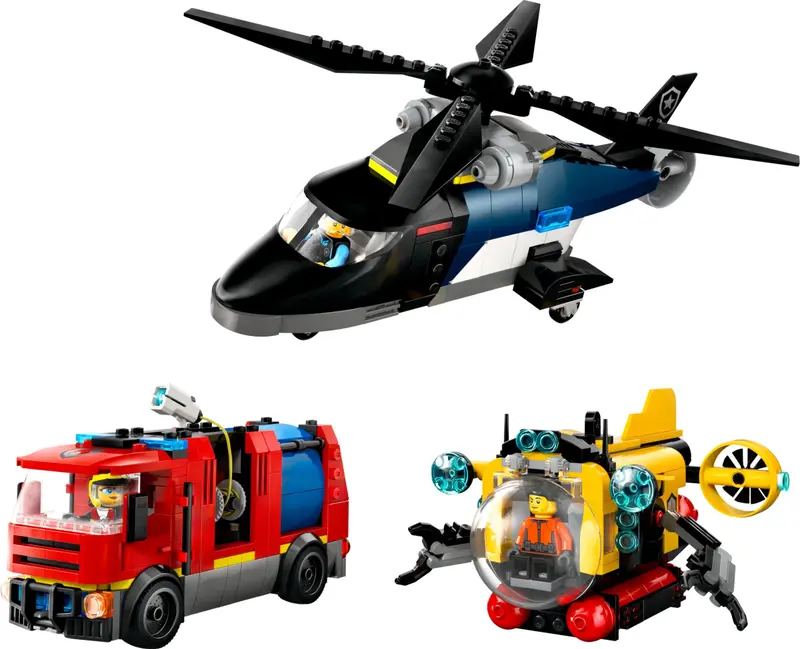 LEGO City 60462 Helicopter, Fire Truck & Submarine Remix set