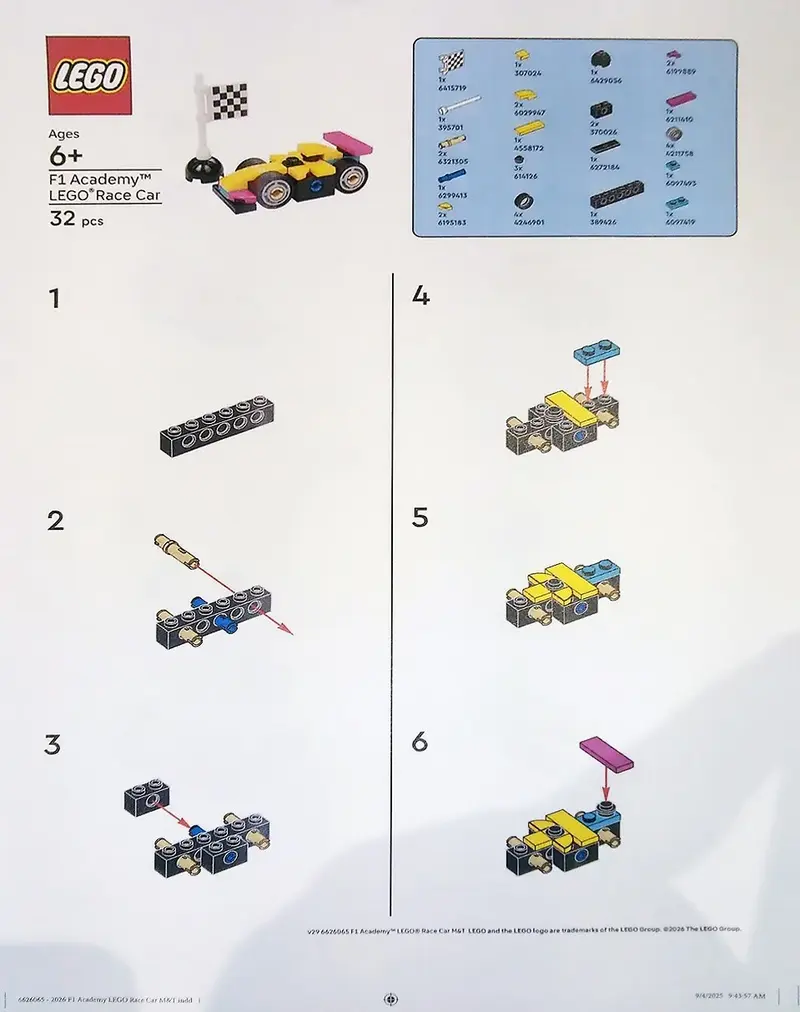 LEGO Promotional 6626065 F1 ACADEMY LEGO Race Car set, image 2