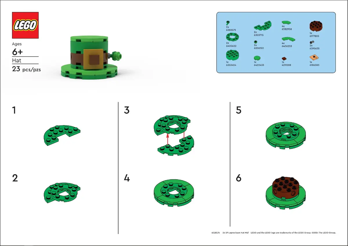LEGO Promotional 6643344 Hat (St Patrick's Day M&T) set, image 3