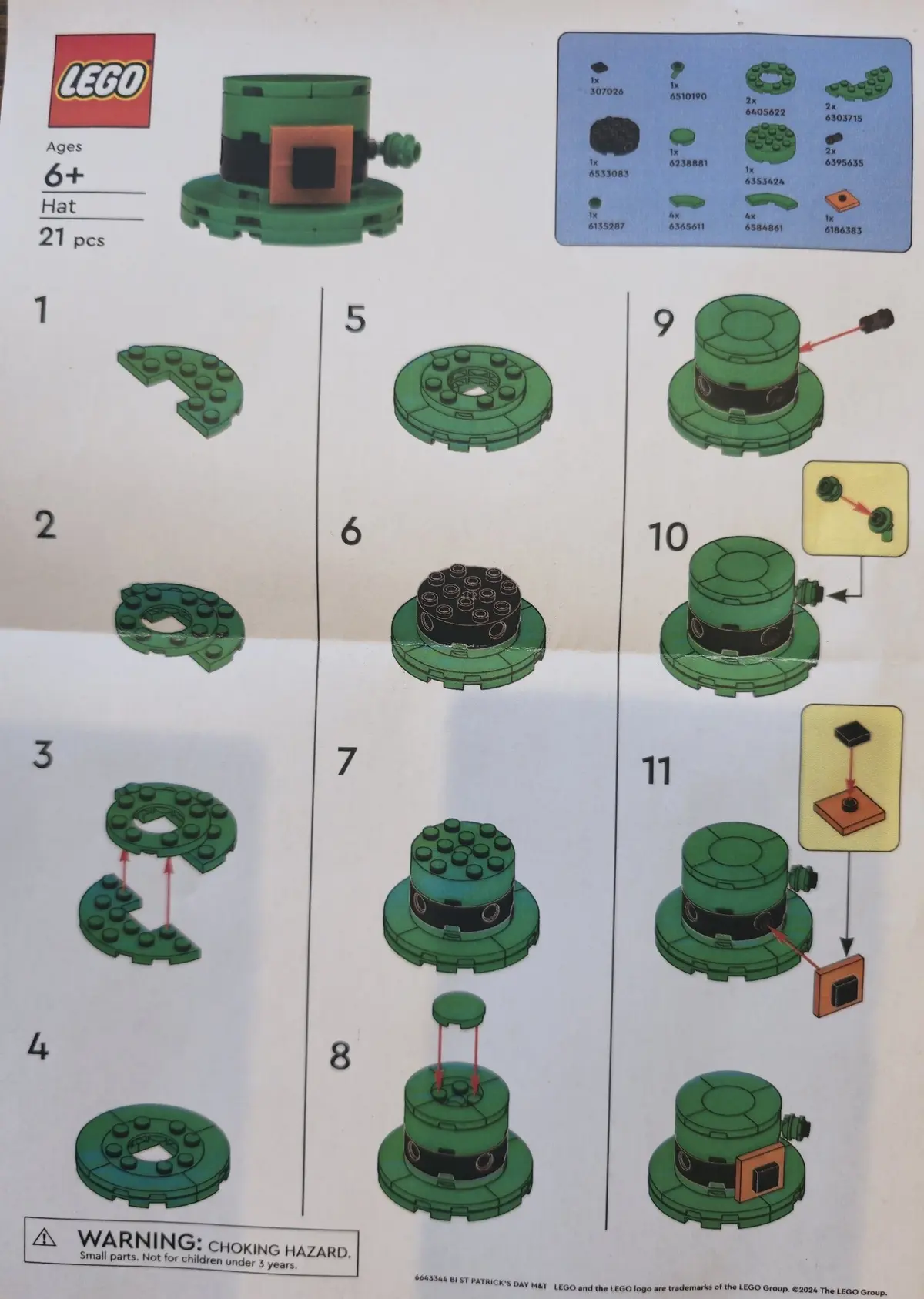 LEGO Promotional 6643344 Hat (St Patrick's Day M&T) set, image 2