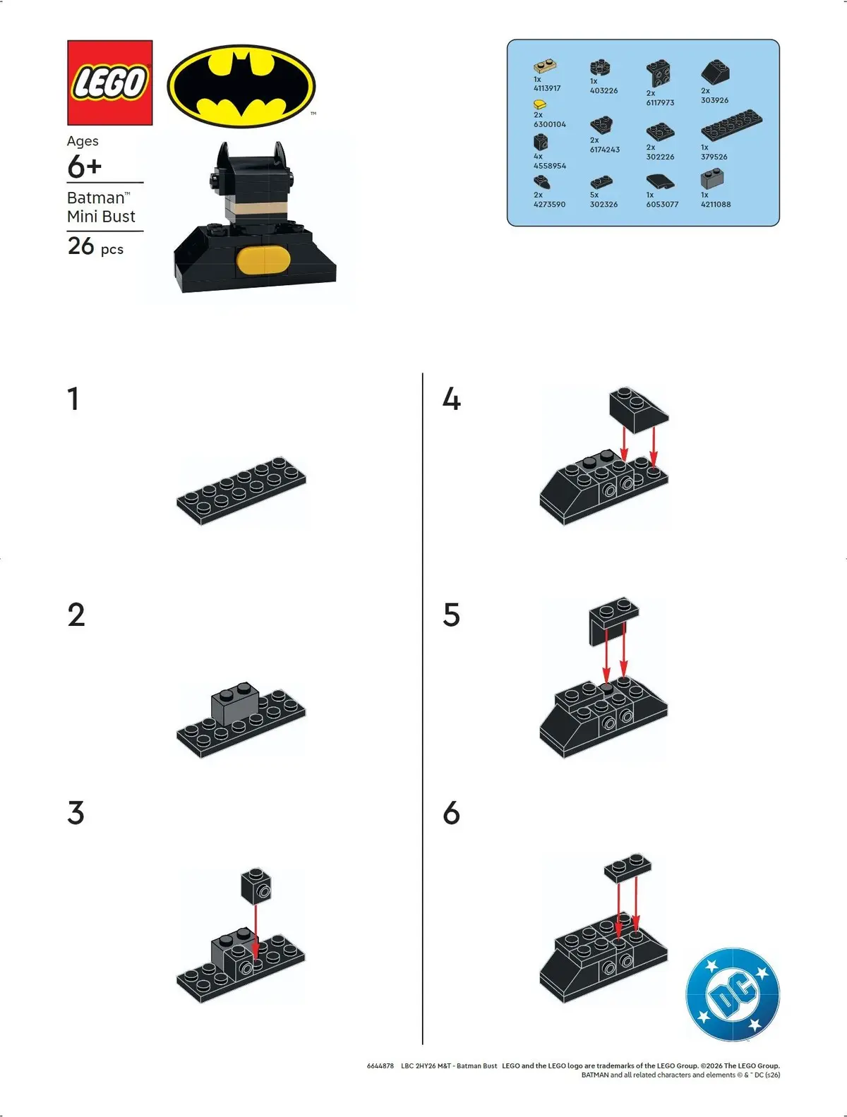 LEGO DC Comics Super Heroes 6644878 Batman Mini Bust set, image 2