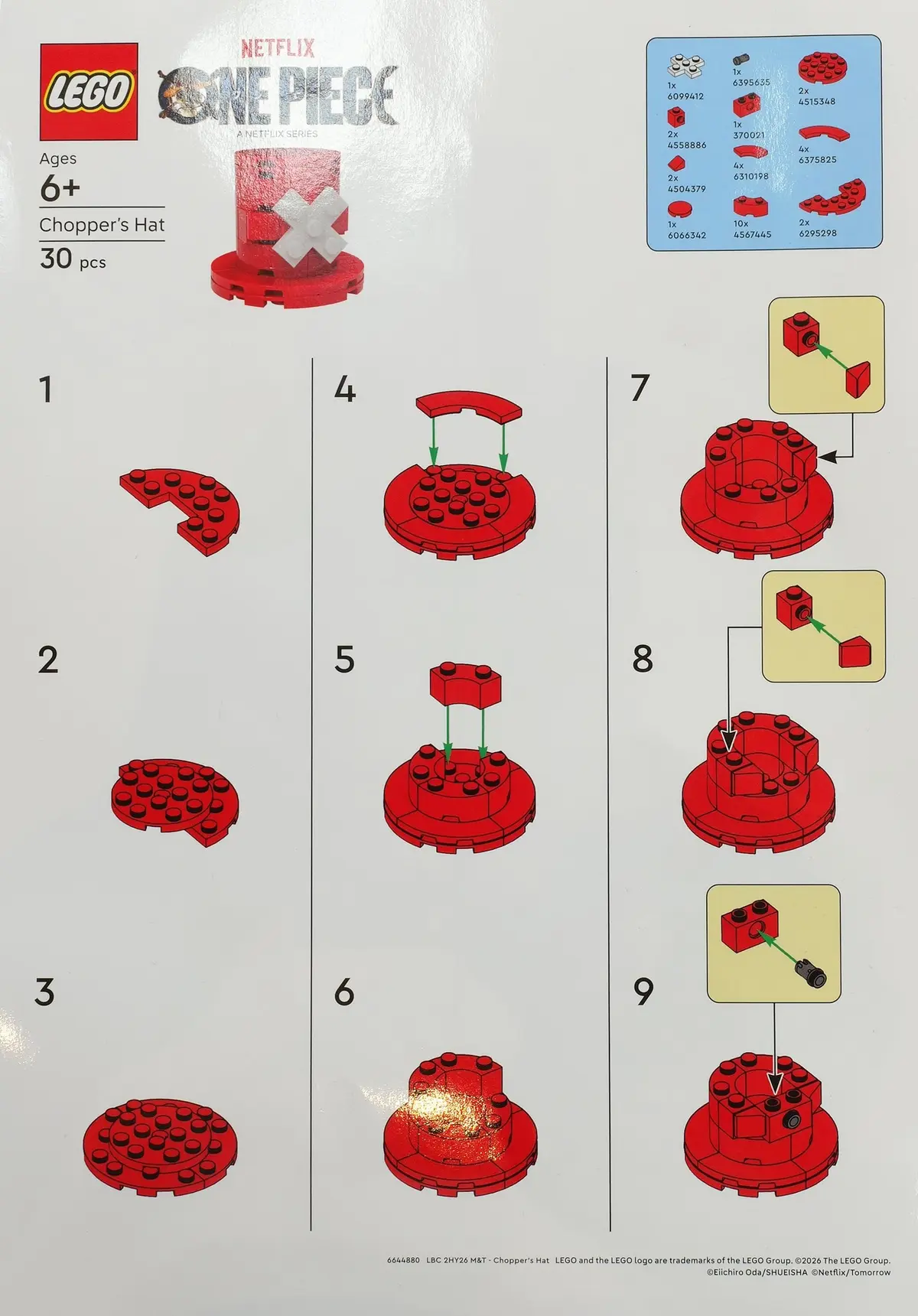 LEGO One Piece 6644880 Chopper's Hat set, image 2