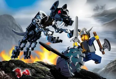 LEGO Vikings 7015 Viking Warrior challenges the Fenris Wolf set, image 2