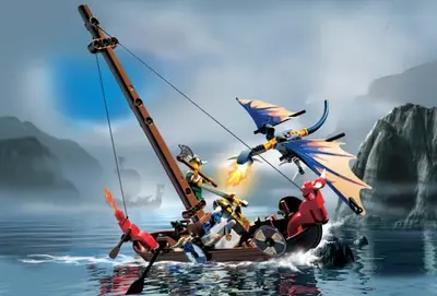 LEGO Vikings 7016 Viking Boat against the Wyvern Dragon set, image 2