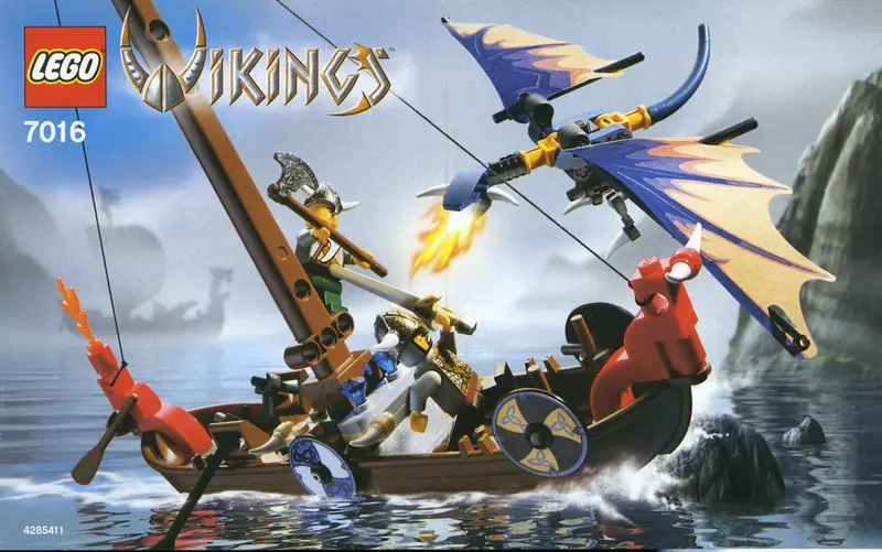 LEGO Vikings 7016 Viking Boat against the Wyvern Dragon set