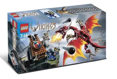 LEGO Vikings 7017 Viking Catapult versus the Nidhogg Dragon set, image 3