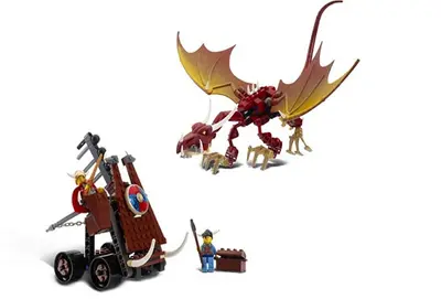 LEGO Vikings 7017 Viking Catapult versus the Nidhogg Dragon set, image 2