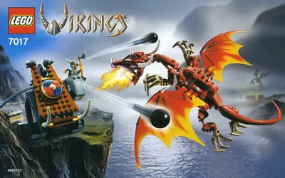 LEGO Vikings 7017 Viking Catapult versus the Nidhogg Dragon set