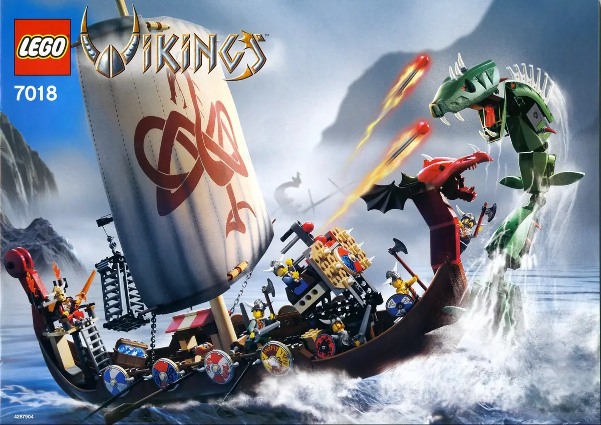 LEGO Vikings 7018 Viking Ship challenges the Midgard Serpent set