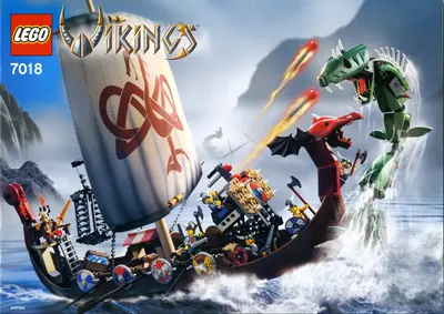 LEGO Vikings 7018 Viking Ship challenges the Midgard Serpent set