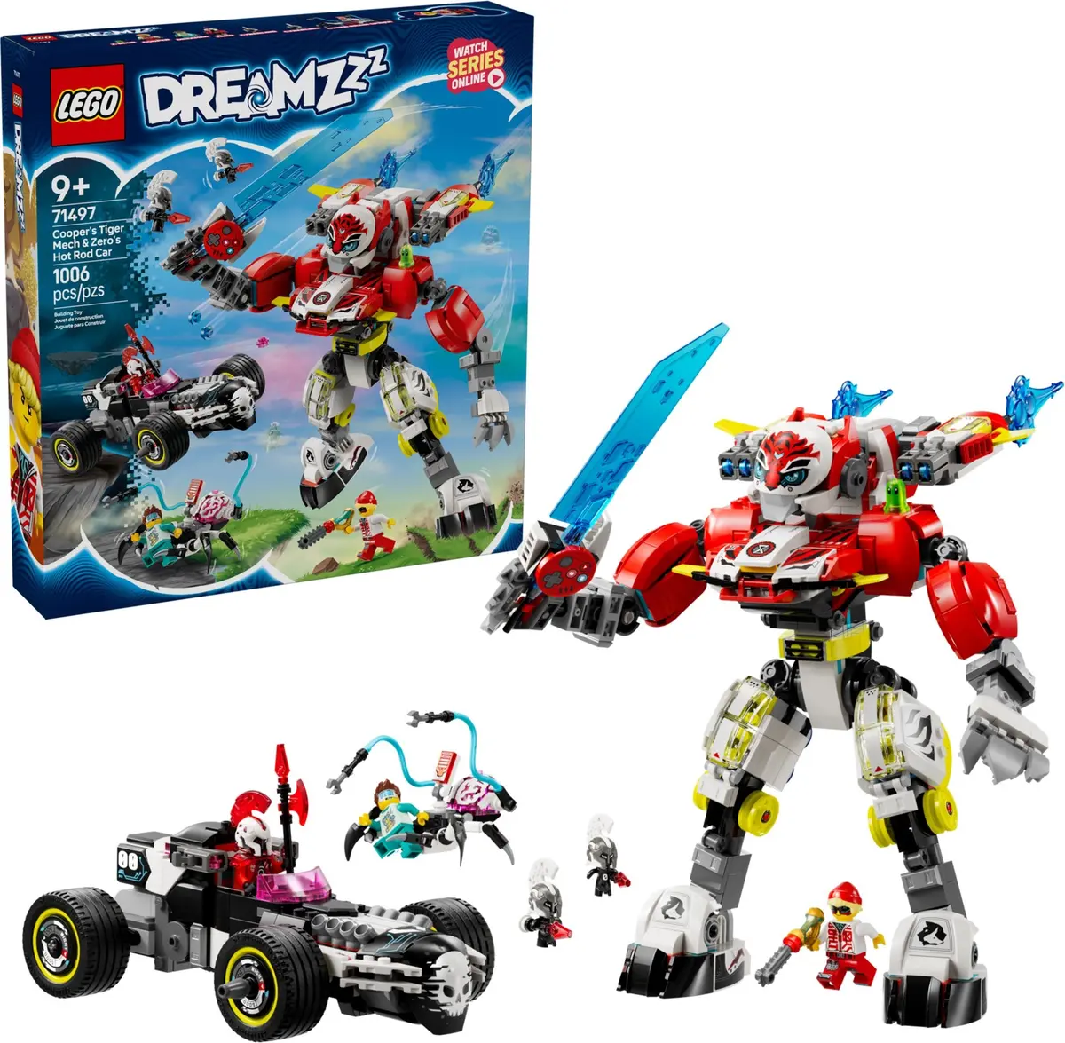 LEGO Dreamzzz 71497 Cooper's Tiger Mech & Zero's Hot Rod Car set, image 3