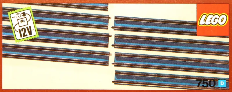 LEGO Trains 750 8 Straight 12V Conducting Rails set