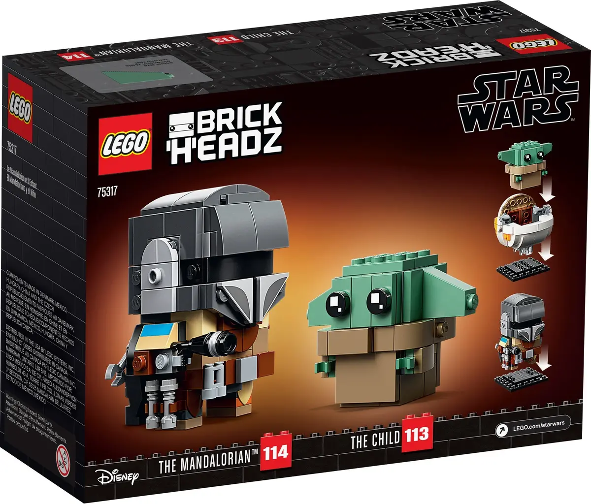 LEGO BrickHeadz 75317 The Mandalorian & The Child set, image 3