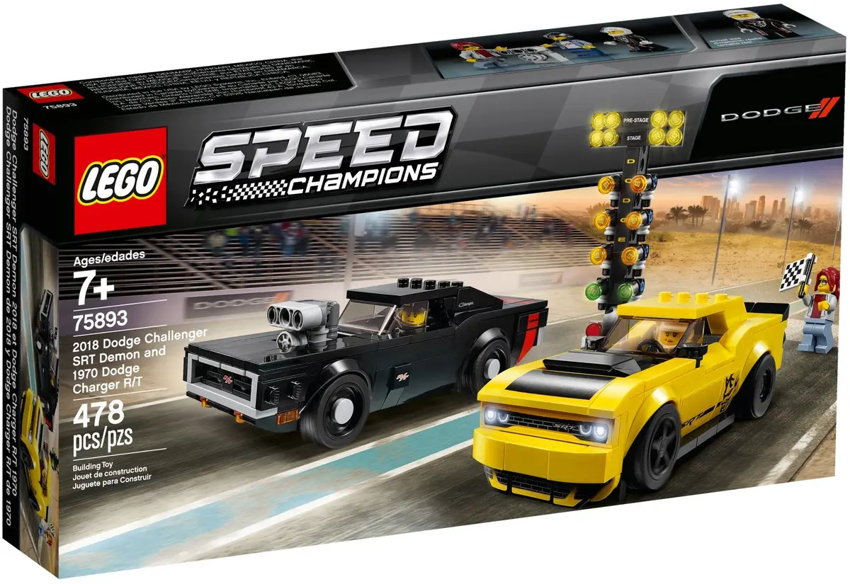LEGO Speed Champions 75893 2018 Dodge Challenger SRT Demon and 1970 Dodge Charger R/T set, image 2