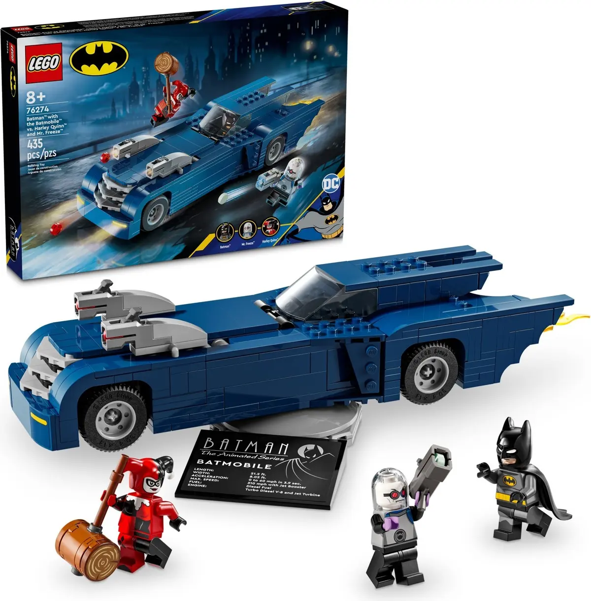 LEGO DC Comics Super Heroes 76274 Batman with the Batmobile vs. Harley Quinn and Mr. Freeze set, image 7