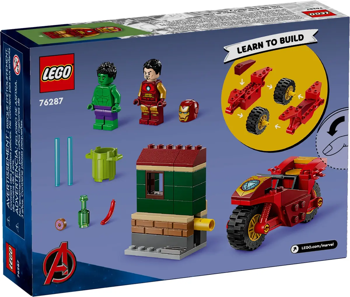 LEGO Marvel Super Heroes 76287 Iron Man with Bike and The Hulk set, image 2