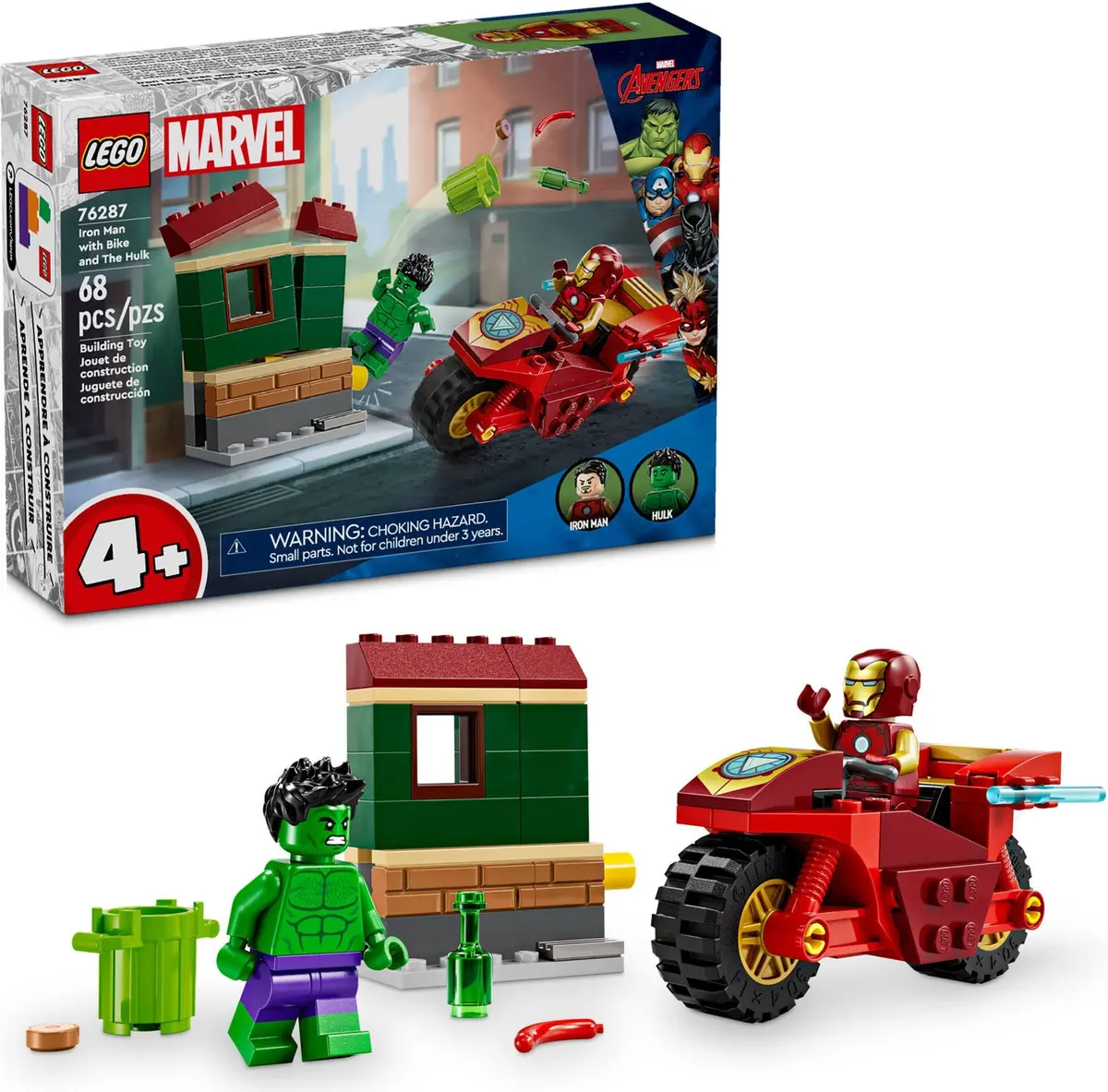 LEGO Marvel Super Heroes 76287 Iron Man with Bike and The Hulk set, image 3