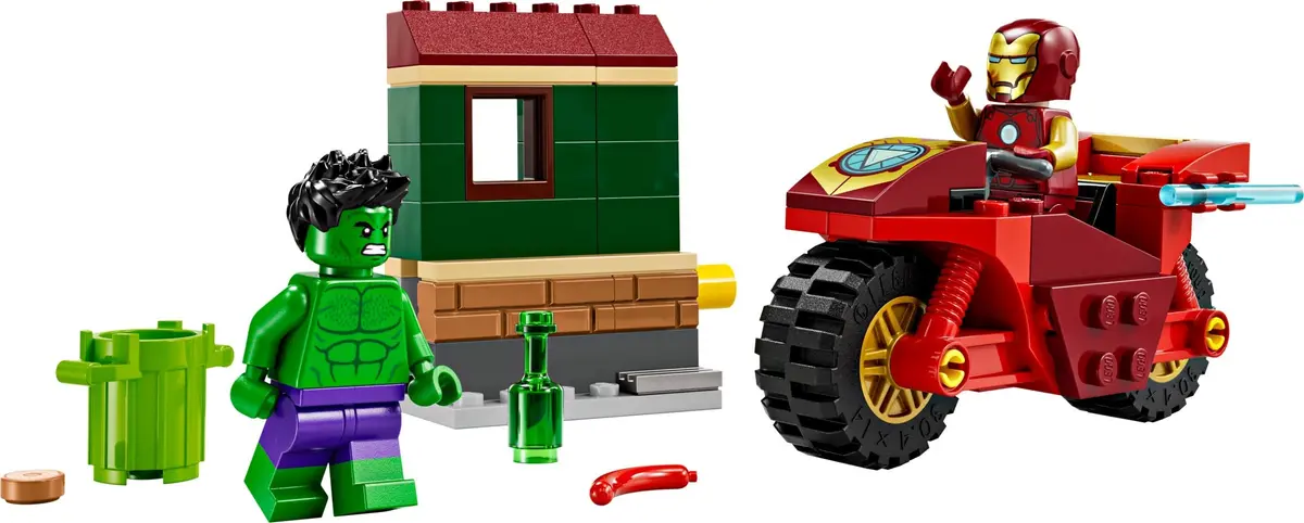 LEGO Marvel Super Heroes 76287 Iron Man with Bike and The Hulk set