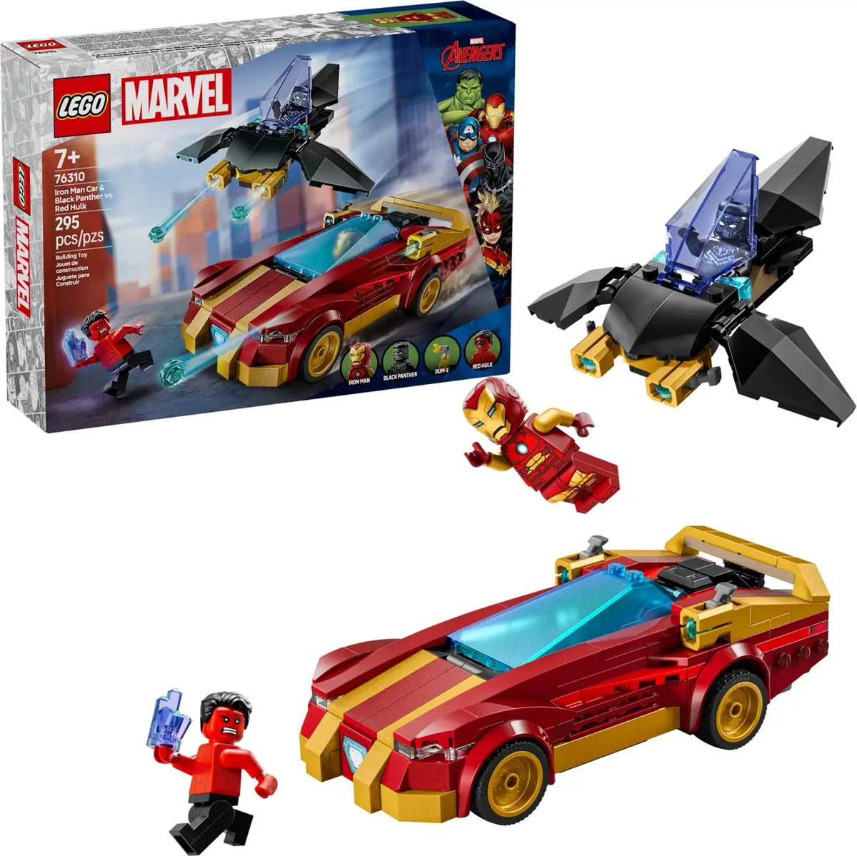 LEGO Marvel Super Heroes 76310 Iron Man Car & Black Panther vs. Red Hulk set, image 3