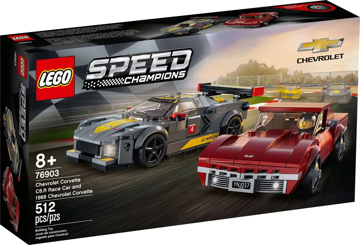 LEGO Speed Champions 76903 Chevrolet Corvette C8.R Race Car and 1968 Chevrolet Corvette set, image 2