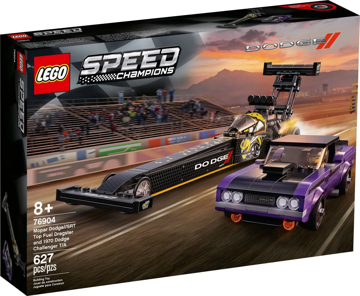 LEGO Speed Champions 76904 Mopar Dodge//SRT Top Fuel Dragster and 1970 Dodge Challenger T/A set, image 2