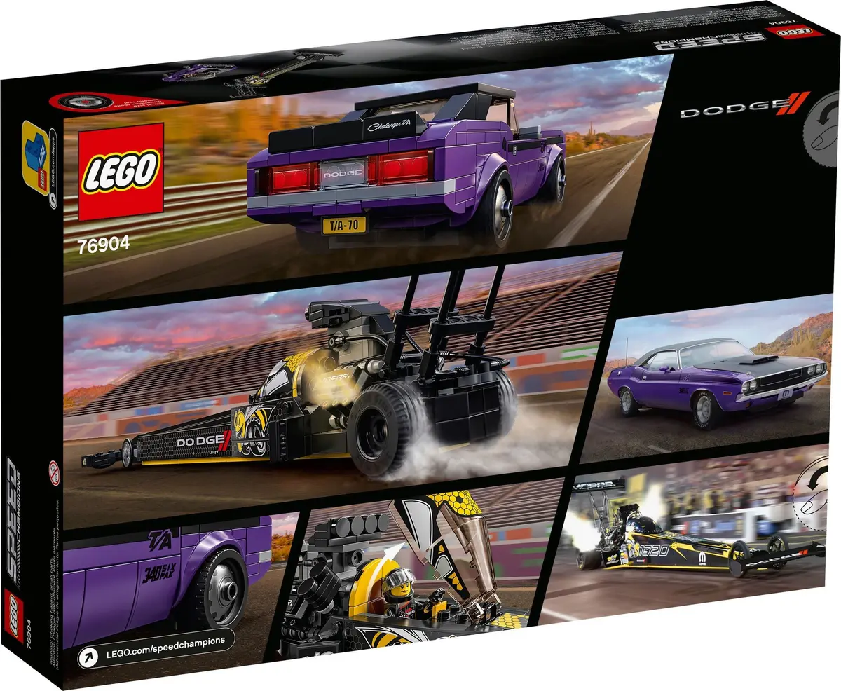 LEGO Speed Champions 76904 Mopar Dodge//SRT Top Fuel Dragster and 1970 Dodge Challenger T/A set, image 11