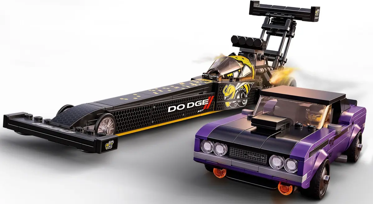 LEGO Speed Champions 76904 Mopar Dodge//SRT Top Fuel Dragster and 1970 Dodge Challenger T/A set, image 5