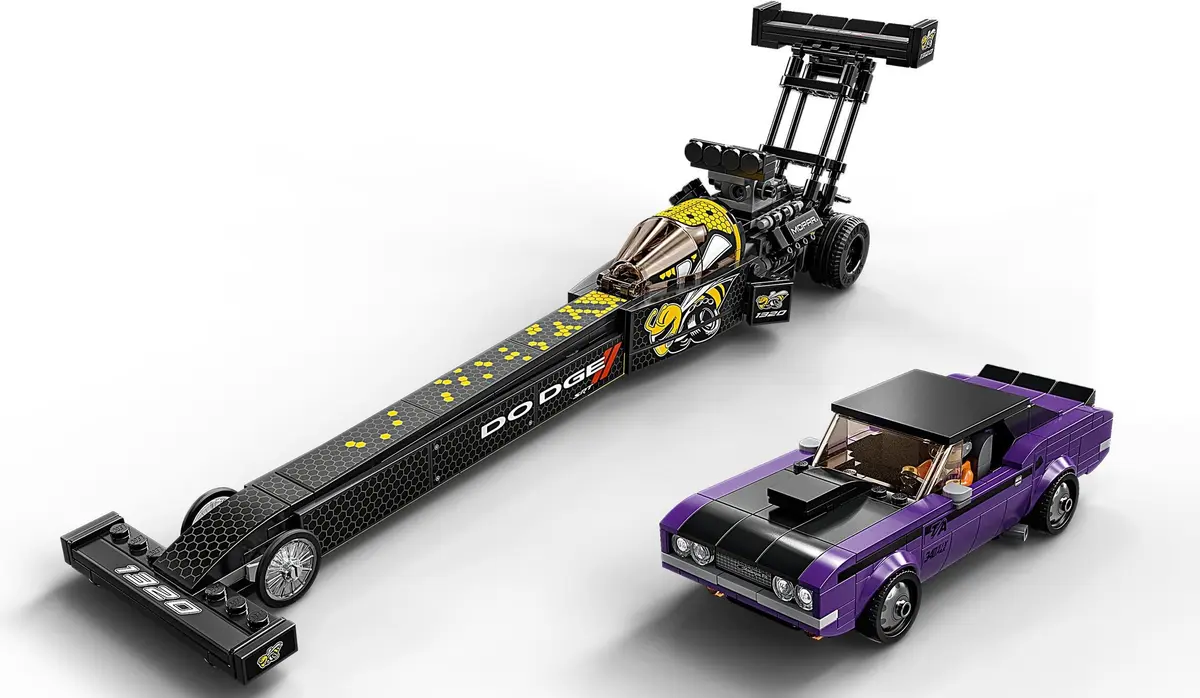 LEGO Speed Champions 76904 Mopar Dodge//SRT Top Fuel Dragster and 1970 Dodge Challenger T/A set, image 6