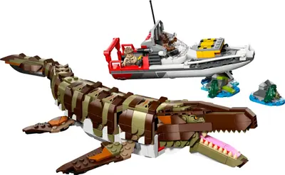 LEGO Jurassic World 76974 Brick-Built Mosasaurus Boat Mission set