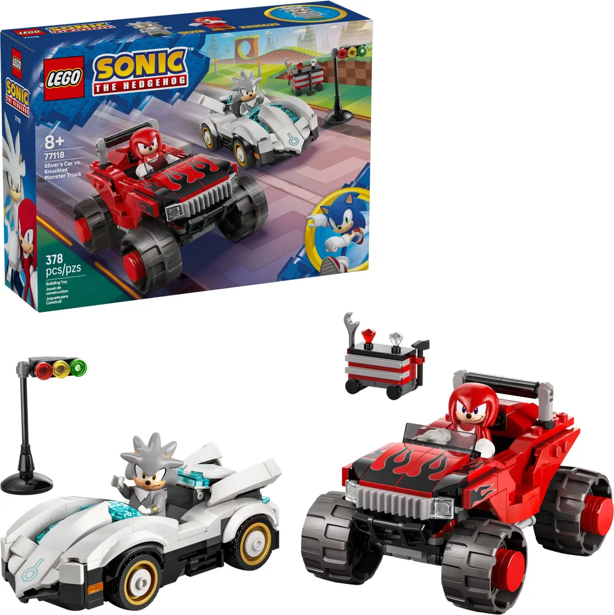 LEGO Sonic the Hedgehog 77118 Silver's Car vs. Knuckles' Monster Truck set, image 3