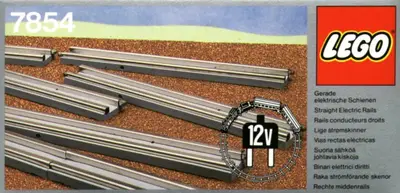 LEGO Trains 7854 8 Straight Electric Rails Grey 12V set