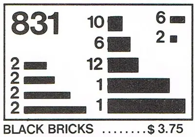 LEGO Basic 831 Black Bricks Parts Pack set
