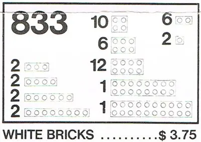 LEGO Basic 833 White Bricks Parts Pack set