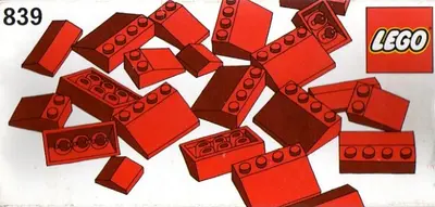 LEGO Basic 839 Red Roof Bricks Parts Pack, 33° set