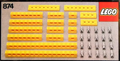 LEGO Technic 874 Yellow Beams with Connector Pegs set