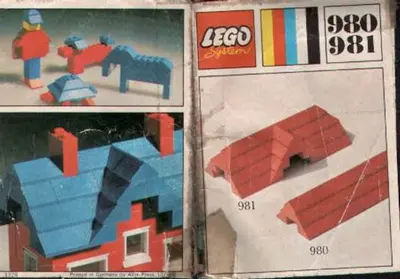 LEGO System 981 34 sloping profile bricks, including profile peak bricks, Blue set