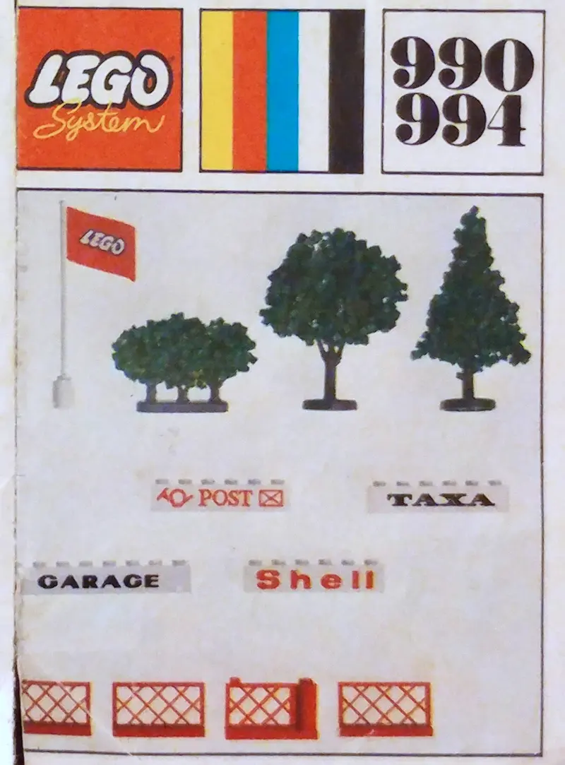 LEGO Universal Building Set 990 Trees and Signs (1971 version with granulated trees and 4 bricks) set